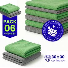 Microfiber Kitchen Cleaning Cloth Kit, Terry Cloth, High Absorption, Magic Cloth - 6 Units - Green - Gray - View 5