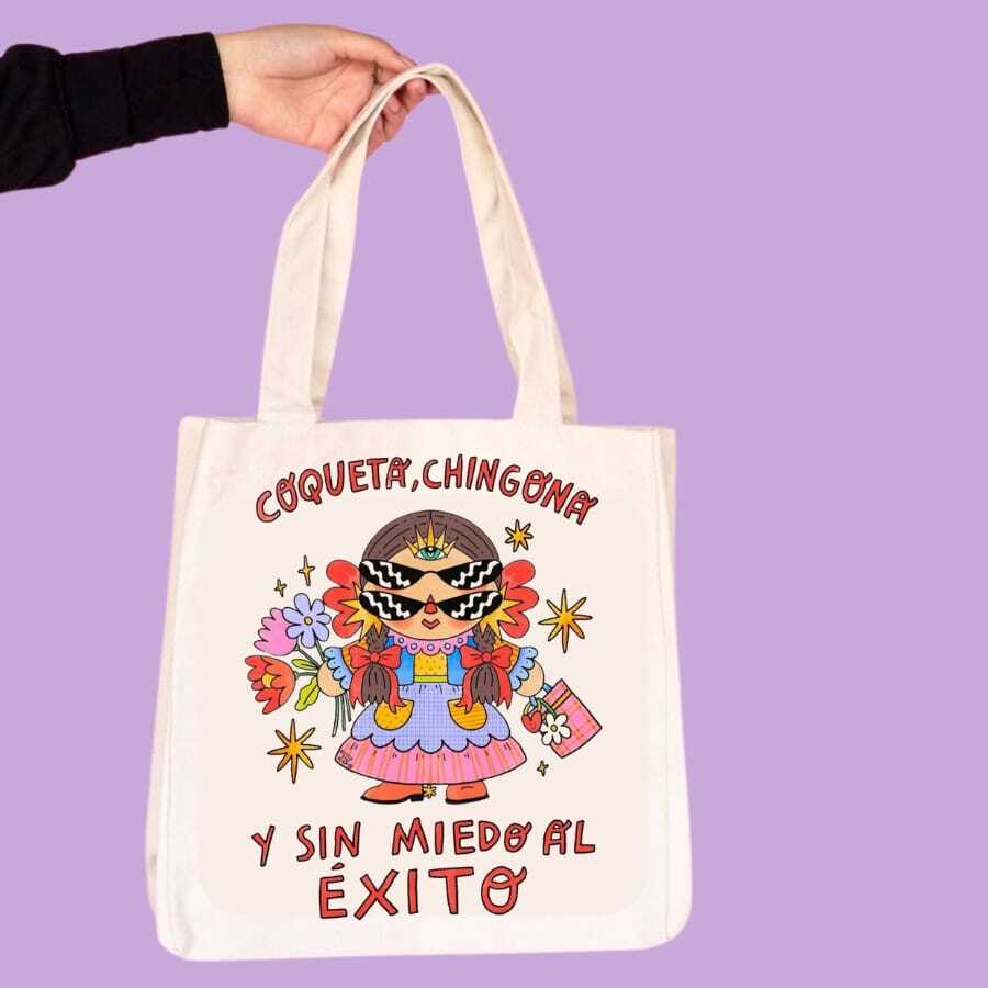 Personalized Reusable Canvas Tote Bag With Success Phrase Design - Lilac Purple - View 1