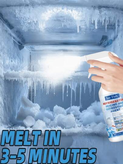 JUE FISH Jue-Fish冰箱除霜除冰喷雾，多用途喷雾，适用于冷冻室、制冰机、汽车车窗、水龙头 - 快速融化冰雪，去除霜冻，消除冷冻室异味，省时省力，120毫升清洁产品，家居用品