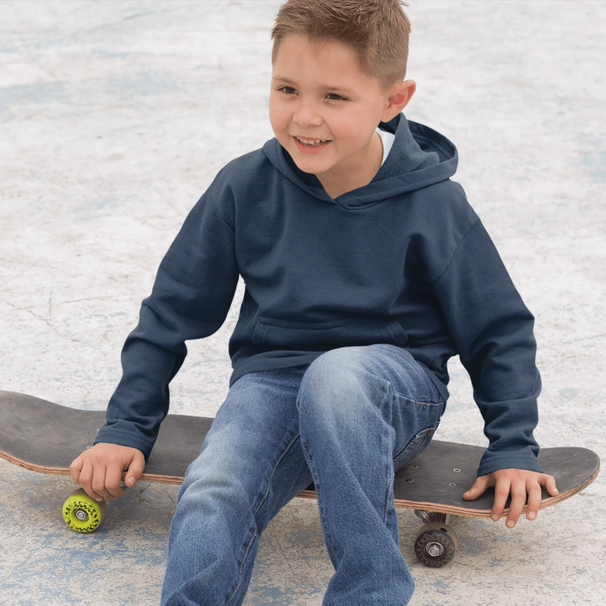 Basic Kangaroo Hoodie With Thick Flannel Thermal Lining For Boys, Casual Winter Wear - Màu xanh hải quân - Xem 1