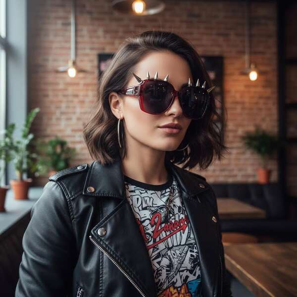Cyberpunk Motorcycle Style Party Glasses With Mask, Personalized Fashion, Spherical Support, Rivet Decorated Lenses, Sunglasses For Party Decoration (Random Delivery, Lenses May Be Scratched But Won't Affect Use, Screws May Fall Off During Shipping, Need Self-Assembly), Finished Product Or DIY Semi-Finished Product For Self-Assembly