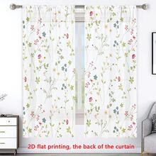 2件套春季花卉现代艺术装饰窗帘，半遮光半透明窗帘，适用于客厅、卧室、家居装饰 - 彩色 - 查看 9