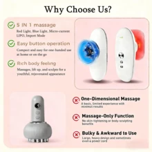 5-In-1 Body Shaping Device - Negative Pressure Lymphatic Drainage Massager, Smart Microcurrent Red & Blue Light Massage Device With Fat Suction, Anti-Cellulite Massage Tool For Firming Skin On Face, Abdomen, Arms, Legs - White - View 10