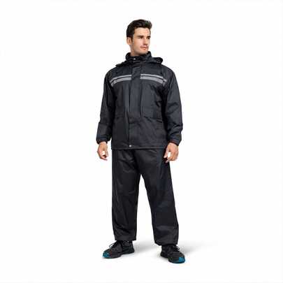 Traje Impermeable para Motociclista, Ropa de Lluvia con Capucha y Reflectantes, Conjunto Resistente al Agua para Moto y Exterior