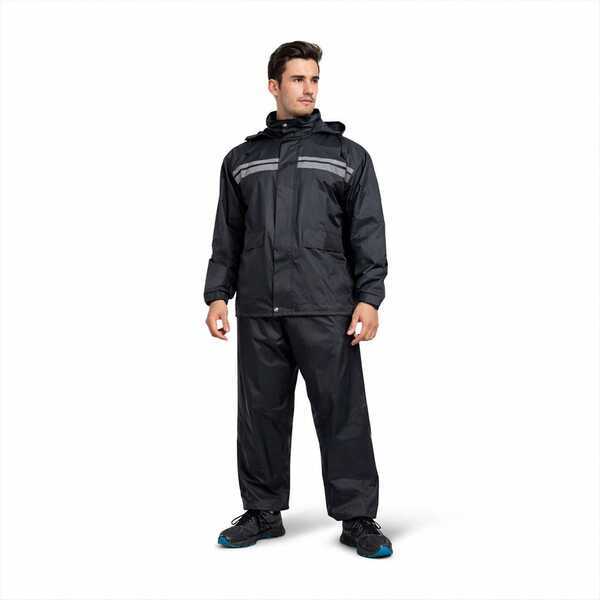 Traje Impermeable para Motociclista, Ropa de Lluvia con Capucha y Reflectantes, Conjunto Resistente al Agua para Moto y Exterior