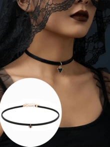 Yanxyad 1/6Pcs Gothic Choker Necklace For Women, Black Lace Chokers Set Punk Goth Jewelry SetSet - Black - View 8