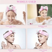 Sanrio 1入 Hello Kitty 黑米 Melody 桂皮捲可調節髮箍，粉色配件情人節髮帶吸汗帶，適用瑜珈/SPA/洗澡/淋浴/化妝洗臉美容髮箍，適合女性化妝配件，居家浴室裝飾，夏季四季通用，返校畢業生日情人節婚禮禮物 - 卡通 - 查看 4