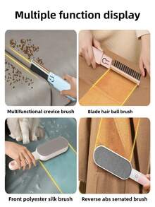 1个除毛器，带可伸缩收纳盒，可去除灰尘和毛发，家用宠物毛发静电刷，双面除毛刷，宠物毛发去除器 - 淺灰色 - 查看 5