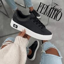 Women's Casual Minimalist Soft Sneakers For Outings And Urban Looks - Stylish Casual Lace-Up Party - 黑色 520 - 查看 11