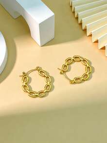 1/3 pares de pendientes geométricos de acero inoxidable chapados en oro, joyería de acero inoxidable chapada en oro, pendientes para mujer, pendientes de aro, pendientes colgantes, pendientes redondos con bisagra chapados en oro, textura de bambú, corte de diamante, hexágono, cuadrado, redondo, diseño de mariposa, pendientes duraderos de baja alergia adecuados para orejas sensibles, accesorios encantadores para mujer, accesorios de moda del Medio Oriente, accesorios y regalos de decoración de Ramadán, regalos para fiestas y vacaciones - Multicolor - Ver 8