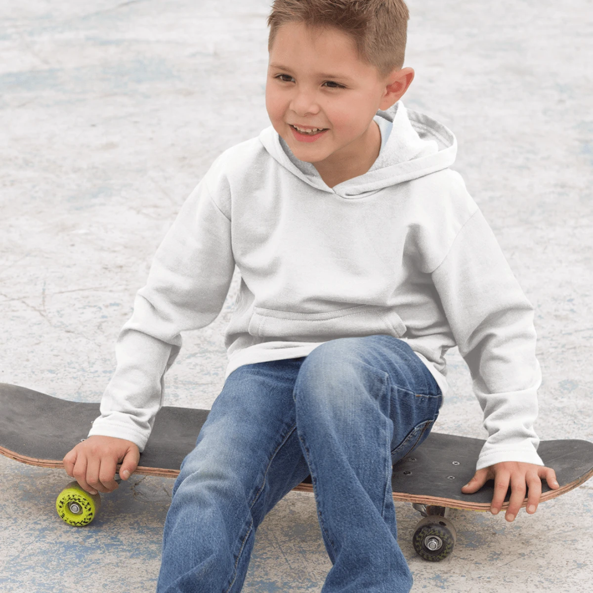 Basic Kangaroo Hoodie With Thick Flannel Thermal Lining For Boys, Casual Winter Wear - trắng - Xem 1