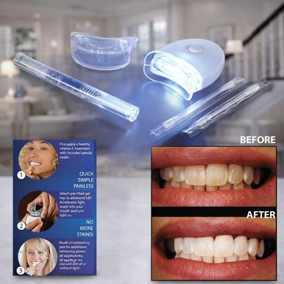 Teeth Whitening Device. This Teeth Whitening Device With Integrated Light And Included Accessories Transforms Your Personal Care Routine Into A Comfortable And Practical Experience, Perfect For Maintaining A Radiant Smile And A Well-Groomed Appearance Every Day.