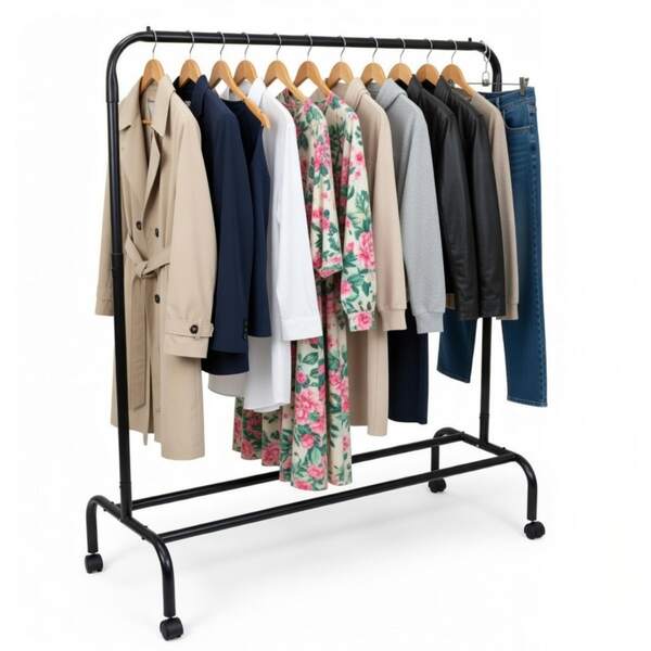 VALE MIXX HOME Arara Cabideiro de Chão com Sapateira e Rodinhas - PRETA