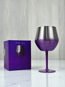 Copa para vino/coctel/jugo/Champán de acero inoxidable, FAB*15, Copa, vaso de acero inoxidable portátil, Copa para café, Bebidas, Champán, Cócteles, Vaso/taza/Copa aislante de colores variados, capacidad 14 Oz/410 ml. - PLATA MORADO - Ver 9