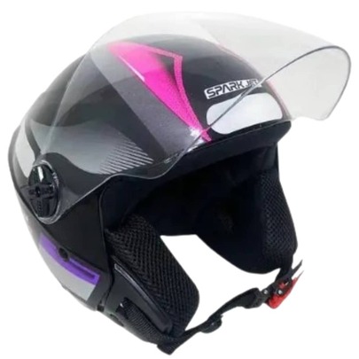 CAPACETE EBF ABERTO SPARK JET SQUARE PRETO ROSA