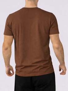 Camiseta Masculina Gola Redonda Camisa 100% Algodão Blusa Fio 30.1 Camisa Confortável Brasil Redentor - Marrom - Visão 2