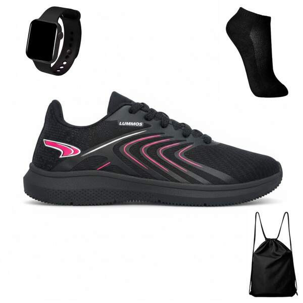 Conjunto de Academia Feminino com Tênis Esportivo Premium Solado Macio e Confortável + Mochila + Meia e Relógio