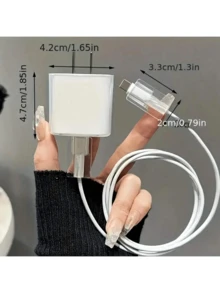 Bộ bảo vệ cáp sạc màu tím thắt nơ trắng, 20W/18W, thiết kế ngọc trai giả màu tím và trắng, bao gồm bảo vệ cáp sạc và đầu sạc, tương thích với bộ sạc Apple. Quà tặng dành cho nữ. - Màu tím hoa cà - Xem 4