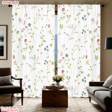 2件套春季花卉现代艺术装饰窗帘，半遮光半透明窗帘，适用于客厅、卧室、家居装饰 - 彩色 - 查看 3