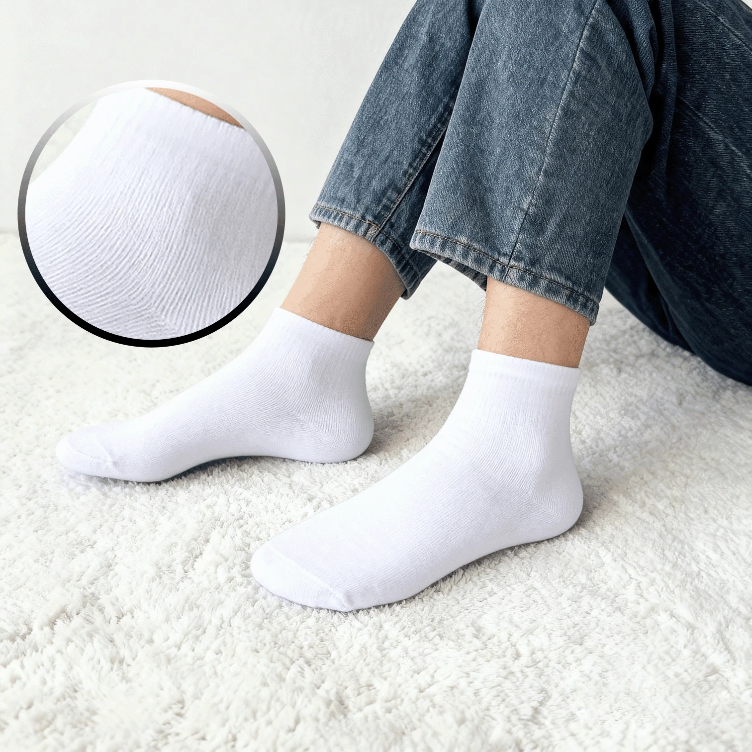 20 Pares de Calcetines Cortos Blancos / Negros Unitalla para Dama / Caballero , Cómodos, de Color Sólido y Transpirables - Dama/20 Pares Blancos - Ver 1