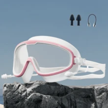 高清防雾防水成人男女通用泳镜，带耳塞，推荐用于游泳 - 防水防霧泳鏡+鼻夾+耳塞 - 查看 4