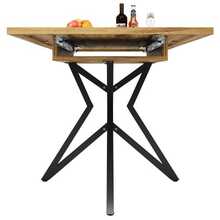 Extendable Dining Table, Dimensions 120 (160) X 80 Cm, Extendable Kitchen Table, Breakfast Table, Star Table Legs, Black Wrought Iron Table Legs, Textured Walnut/Marble Tabletop - Khaki - View 7