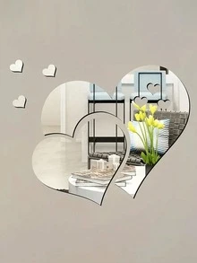 3D Creative Mirror Heart-Shaped Minimalist Wall Sticker, Best Birthday Gift - Silver - View 8