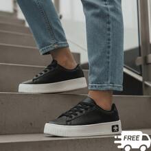 Women's Casual Minimalist Soft Sneakers For Outings And Urban Looks - Stylish Casual Lace-Up Party - 黑色 520 - 查看 1
