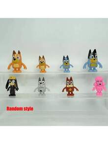 Bluey 家庭与朋友迷你可动关节卡通人物模型摆件，创意小摆件收藏品，家庭、朋友、卡通人物和可爱狗狗模型，汽车装饰 - 彩色 - 查看 10