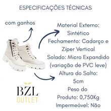 Bota Coturno Com Ziper Vertical Tratorado Cano Curto - Bege - Visão 6