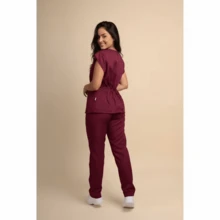 Oxford Women's Surgical Scrub Set, Hospital Pajamas - 紫紅色 - 查看 2
