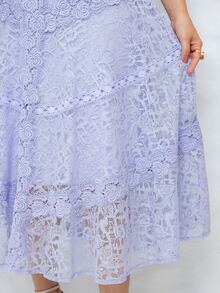 Elegant Midi Dress For Parties, Bridesmaids, Weddings, 3/4 Sleeves, Flowy Fit - tử đinh hương - Xem 5