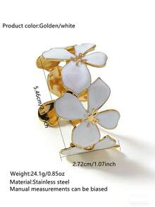 VceTd 1 Stück romantisches, farbiges Emaille-Blumen-förmiges Edelstahl-Armband, geeignet für Frauen zum Tragen bei Hochzeiten oder Reisen, auch als Valentinstags-Geschenk für Geliebte - Goldgelb - Übersicht 16