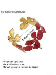 VceTd 1 Stück romantisches, farbiges Emaille-Blumen-förmiges Edelstahl-Armband, geeignet für Frauen zum Tragen bei Hochzeiten oder Reisen, auch als Valentinstags-Geschenk für Geliebte - Goldgelb - Übersicht 18