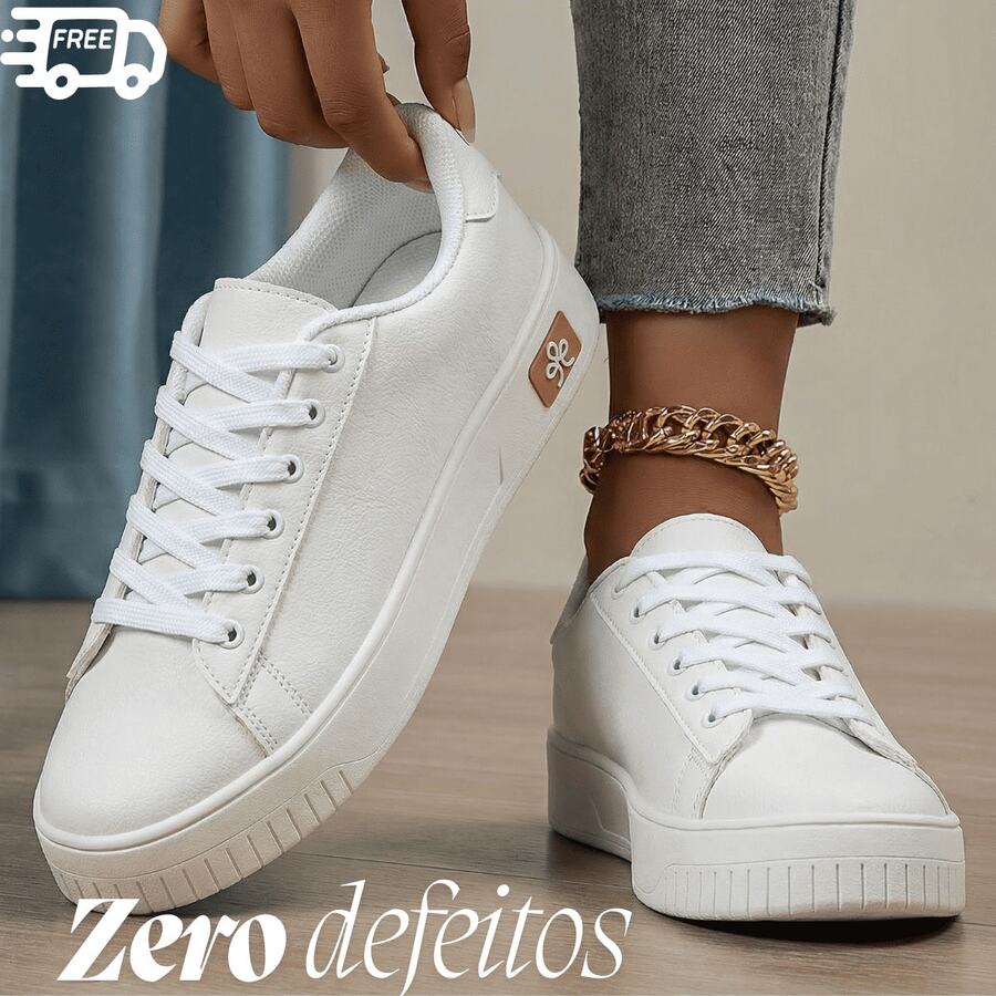Women's Casual Minimalist Soft Sneakers For Outings And Urban Looks - Stylish Casual Lace-Up Party - 白色 520 - 查看 1