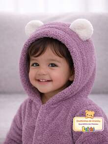 Plush  With Hood - Teddy Bear Design - Infant Girl 0 To 2 Years - 紫丁香色 - 查看 4