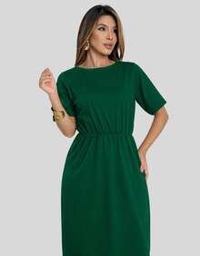 Women's Evangelical Midi Dress With Short Sleeves, Elegant, Conservative/Modest, Casual, Split, Wedding - màu xanh lá - Xem 3