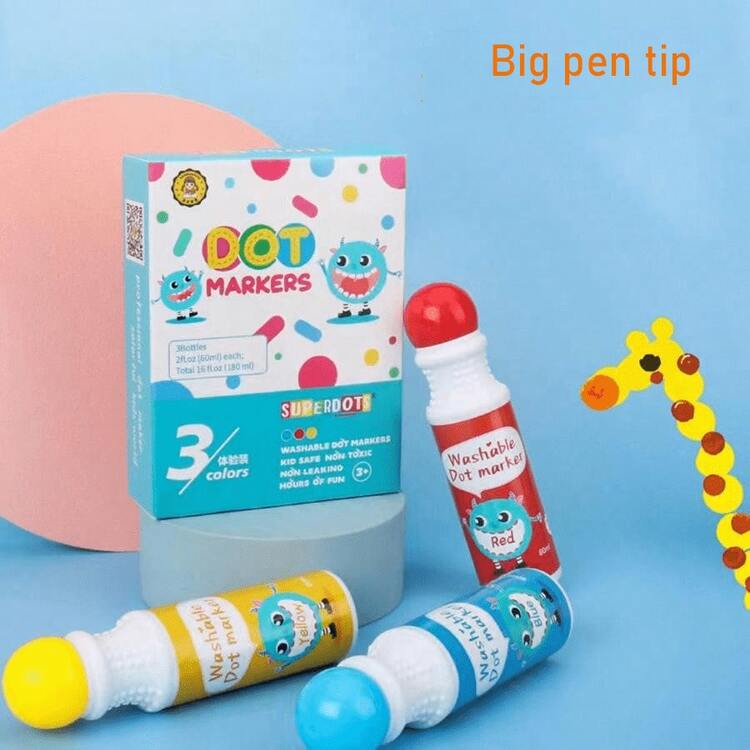 3/8色点状涂鸦笔，8色可水洗水彩笔，美术绘画工具文具玩具套装，儿童返校礼物 - 彩色 - 查看 7