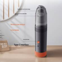 SOKANY Wireless Handheld Vacuum Cleaner, Dual Use For Car And Home, 3-In-1 Multifunctional Accessories Support Vacuuming/Blowing/Inflating, Removable And Washable Filter (2000mAh Rechargeable Lithium Battery), Suitable For Car Interior/Keyboard/Sofa Crevices And More - A - View 5