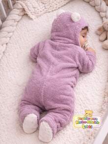 Plush  With Hood - Teddy Bear Design - Infant Girl 0 To 2 Years - 紫丁香色 - 查看 5