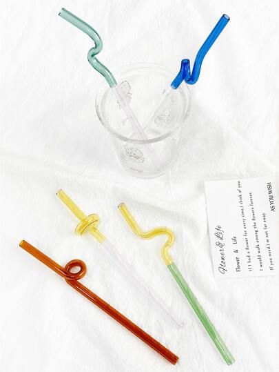 Creative Shaped Glass Straws, Reusable Transparent Smoothie, Bubble Tea, Juice, Milk, Cocktail, Cold Drink Party Straws, Suitable For Milkshakes, Milk, Tea, Juice, Cocktails, Cold Drinks, Gifts For Girlfriend, Dessert Shops, Soft Drinks, Snack Bars, Offices, Bars, Restaurants