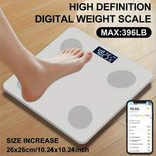 智能体脂秤，带LED背光和耐用钢化玻璃的数字电子秤，可通过蓝牙连接手机应用程序，精准电子称重设备 - 彩色 - 查看 3