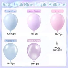 10英寸珍珠粉和蓝紫色气球，冰雪奇缘美人鱼女王气球，搭配柔和色调气球，适合美人鱼、雪花主题的迎婴派对、生日派对、庆祝派对装饰。 - A-1 - 查看 2