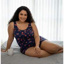 Pijama Short Doll Plus Size Confortável Roupa De Dormir - Multicolorido - Visão 4