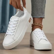 Women's Casual Minimalist Soft Sneakers For Outings And Urban Looks - Stylish Casual Lace-Up Party - 白色 520 - 查看 7