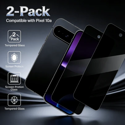 Two Pieces Of Fully Transparent Anti-Peeping Pixel Phone Screen Protectors, Suitable For Pixel 10a. Tempered Glass Film, Anti-Spy Phone Screen Protector, Full Coverage, Fingerprint Unlock, Smooth, No Obstruction, No Hand Cut, Phone Film.