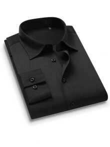 Set Of 2 Men's Long-Sleeved Slim Fit Dress Shirts For Work, Classic Lapel Collar, Lightweight And Comfortable, Work Environment - Preto/azulBB - View 6