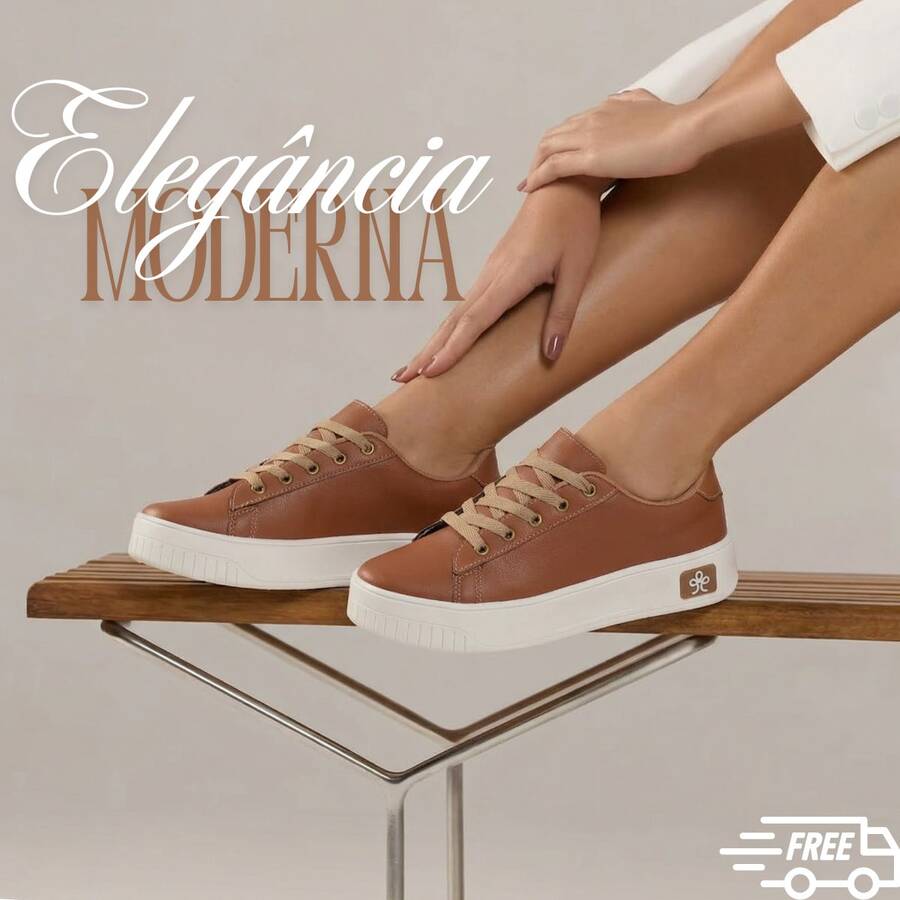 Women's Casual Minimalist Soft Sneakers For Outings And Urban Looks - Stylish Casual Lace-Up Party - 布朗 520 - 查看 1