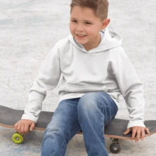 Basic Kangaroo Hoodie With Thick Flannel Thermal Lining For Boys, Casual Winter Wear - trắng - Xem 2