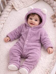 Plush  With Hood - Teddy Bear Design - Infant Girl 0 To 2 Years - 紫丁香色 - 查看 6